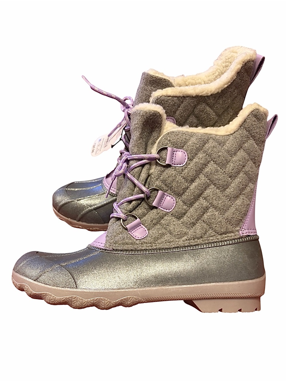 Wonder Nation Girls Quilted Lace-Up Winter Boots Size 5